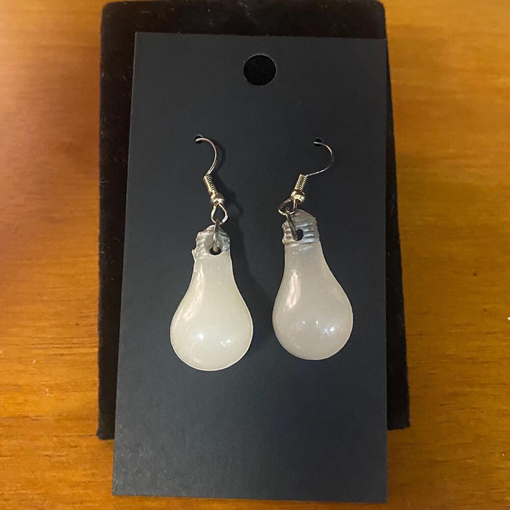 Lightbulb Toy Charm Dangling Earrings Dangle Pierced OOAK Handmade Upcycled Jewe